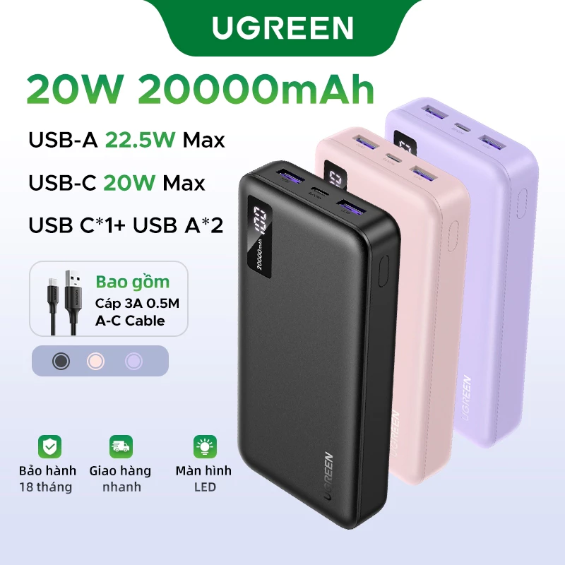 Pin sạc dự phòng Ugreen 10000mAh 20000mAh Powerbank PD3.0 20W