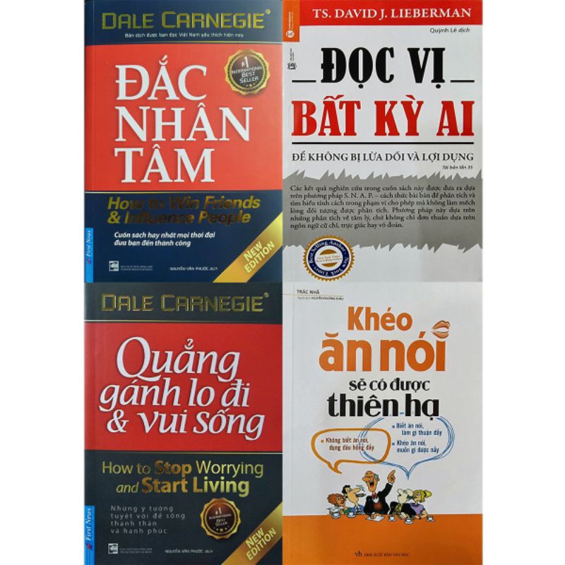 Sách đắc nhân tâm, đọc vị bất kỳ ai, quẳng gánh lo đi & vui sống, khéo ăn nói.