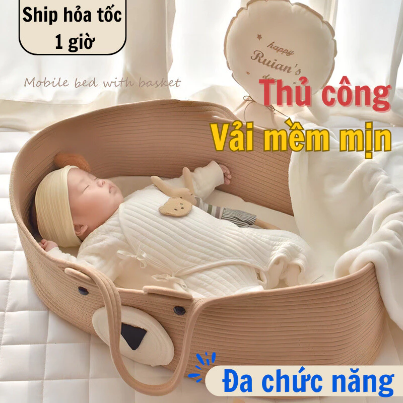 Nôi Ngủ Cho Trẻ Sơ Sinh C&M BABY Giỏ Ngủ Tự Động Đựng Đồ Không Gian Rộng Vải Mềm Giúp Bé Ngủ Sâu