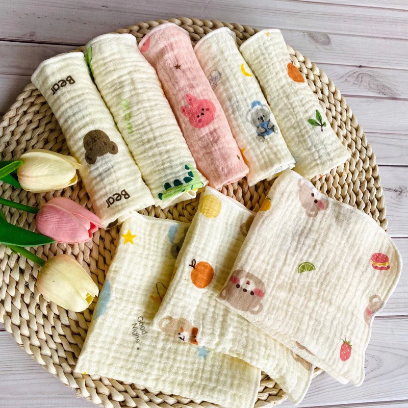set 10 khăn sữa musslin organic siêu mềm cho bé