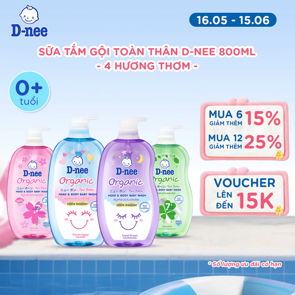 Sữa tắm gội D-nee cho trẻ sơ sinh dưới 3 tuổi 750ml/800ml - 4 Hương thơm