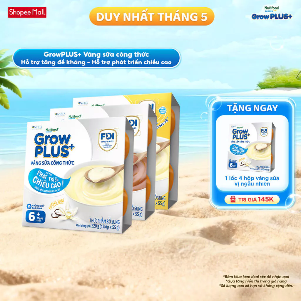 [SHIP HCM & HN] Combo mix 3 lốc GrowPLUS+ Váng sữa Sữa non Immunel Hỗ trợ tăng đề kháng& Cao lớn vượt trội (55g x12 hộp)