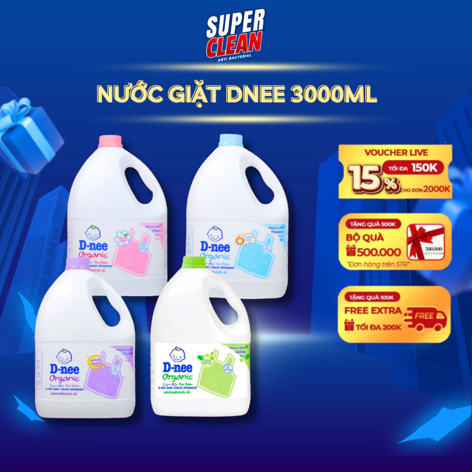 [MUA 1 TẶNG 1] Nước Giặt Dnee Chính Hãng Dung Tích Can 3000ml - Nước Giặt Thái Thơm Dịu An Toàn (Chuẩn Thái)