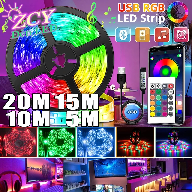 Đèn dây led RGB 16 triệu màu 20M 15M 10M 5M nháy theo nhạc, trang trí decor phòng