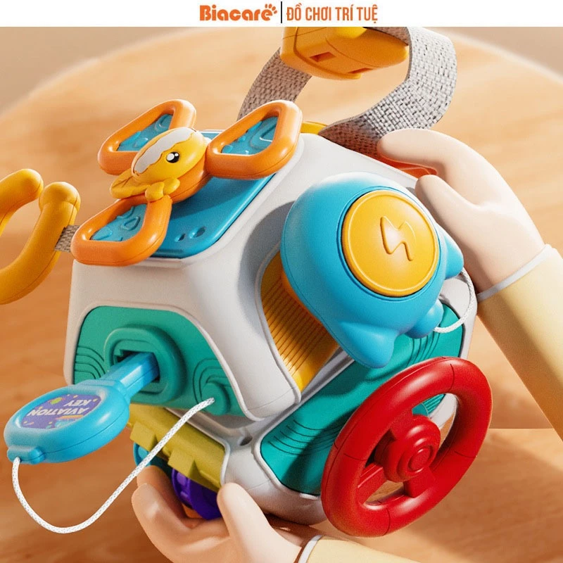 Khối bận rộn montessori cho bé từ 9 tháng tuổi, đồ chơi BUSY CUBE giúp bé rèn luyện vận động tinh