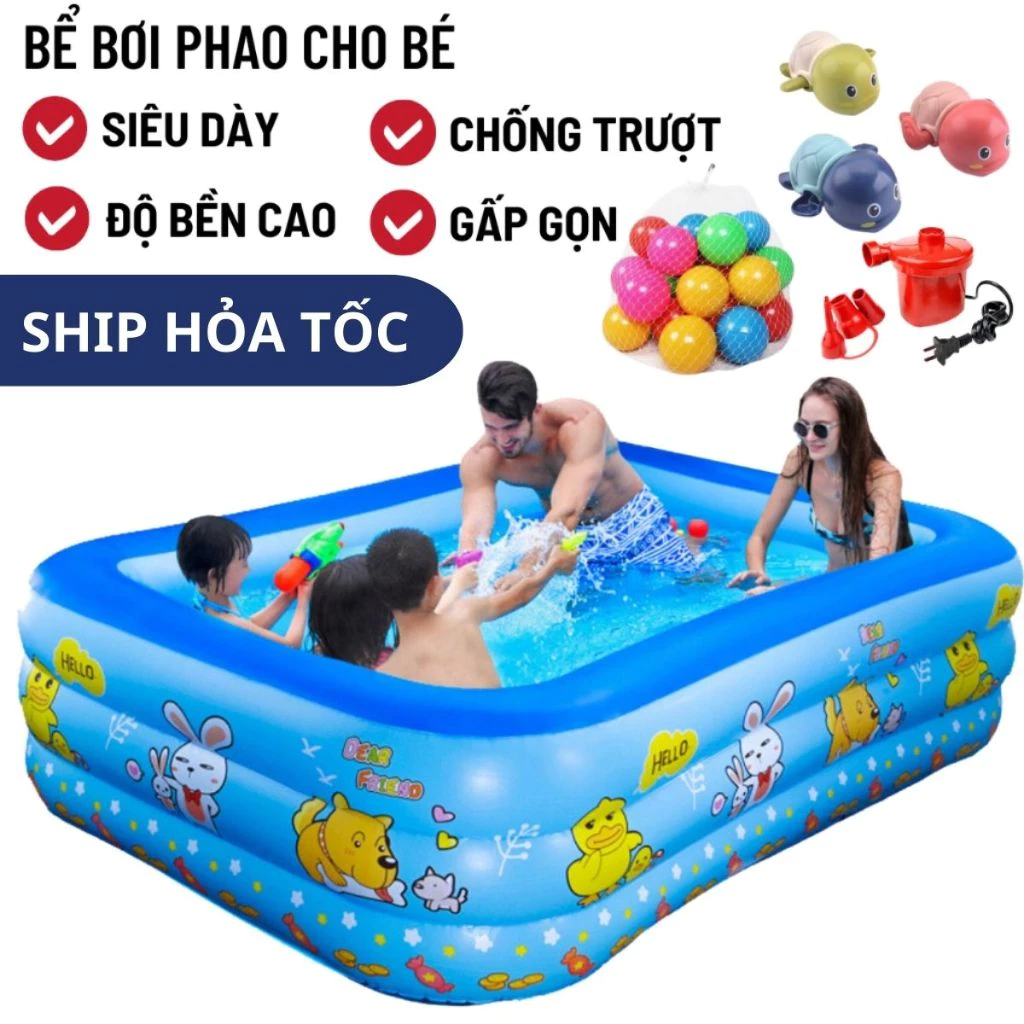 Bể Bơi Phao Trong Nhà 3 Tầng SIZE Lớn Cho Gia Đình SIZE 2M6/2m1/1m8/1m5/1m3/1m2 TẶNG KÈM MIẾNG VÁ