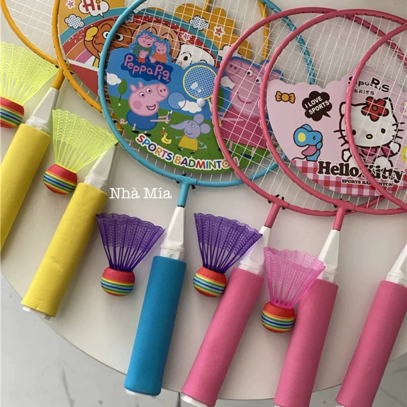 Vợt cầu lông cho bé tặng kèm 2 quả cầu, đồ chơi vận động vợt cầu lông mini.