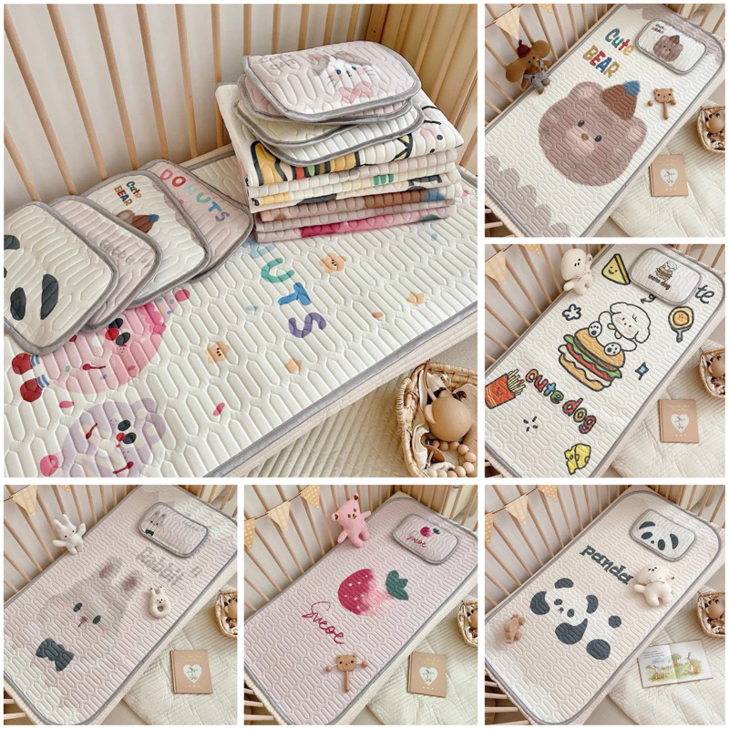 Chiếu điều hoà cho bé, chiếu điều hoà cao su non 5D kèm gối lót đầu cho bé nằm nôi, giường tiện lợi