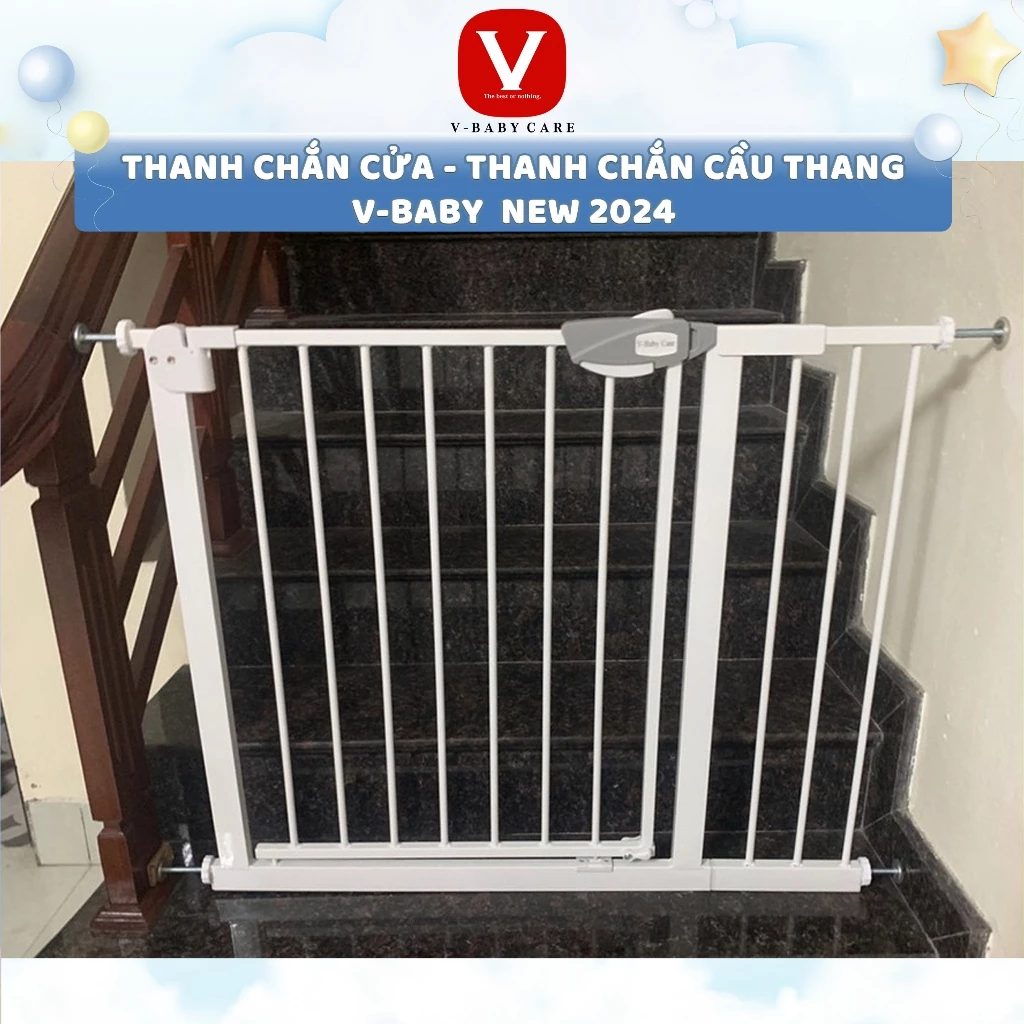 Thanh Chắn Cửa, Chắn Cầu Thang V-BABY [NT1 , D1] Không Khoan Tường, An Toàn Cho Bé