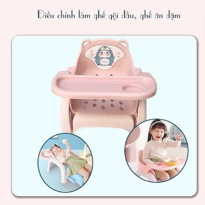 Ghế ăn dặm cho bé kiêm ghế gội đầu, ghế ngồi học bài tập tô tập viết tiện ích 3 trong 1 Việt Nhật ( 9092 )
