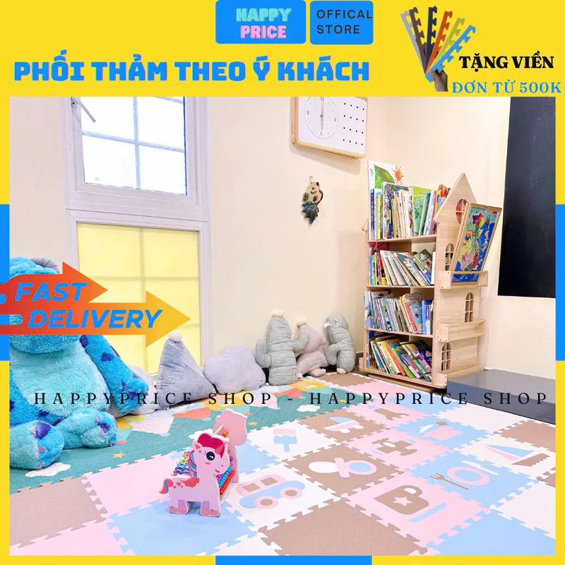 Thảm xốp ghép (miếng lẻ) [Không mùi cao cấp DUMBO MAT - PASTEL xuất Âu] 32x32x1 cm