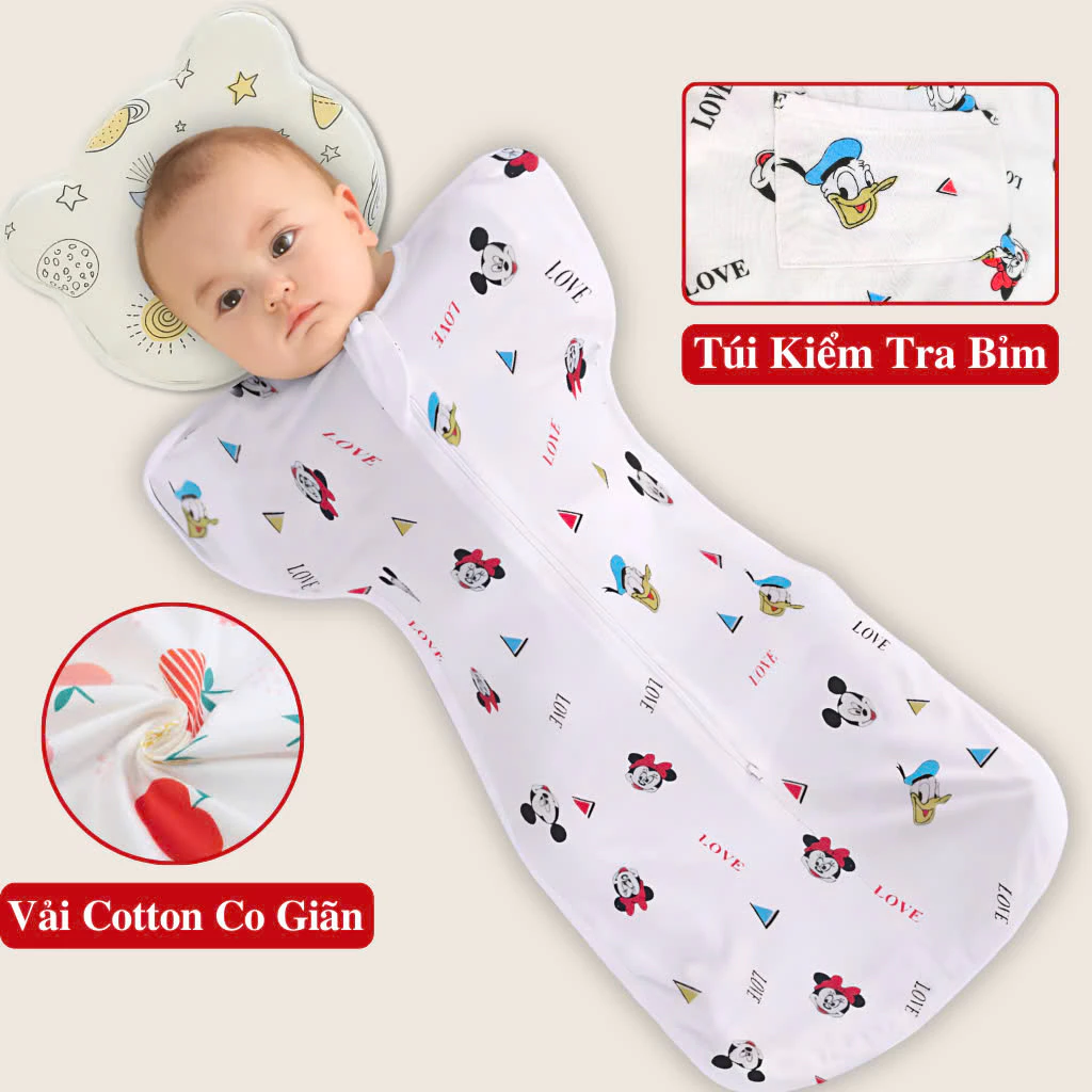 Nhộng Chũn Giúp Bé Ngủ Ngon Cho Bé Chính Hãng KooKoo, Túi Ngủ Cho Bé Sơ Sinh Dùng: Quấn Chũn Cho Bé