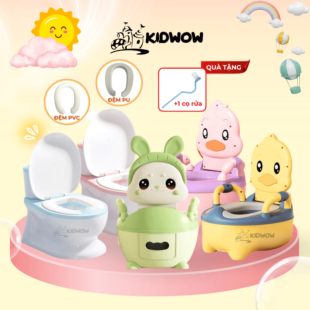 Bô Vệ Sinh Cho Bé Từ 6 tháng đến 5 tuổi Bô Trẻ Em Hình Vịt, Thỏ, WC đáng yêu