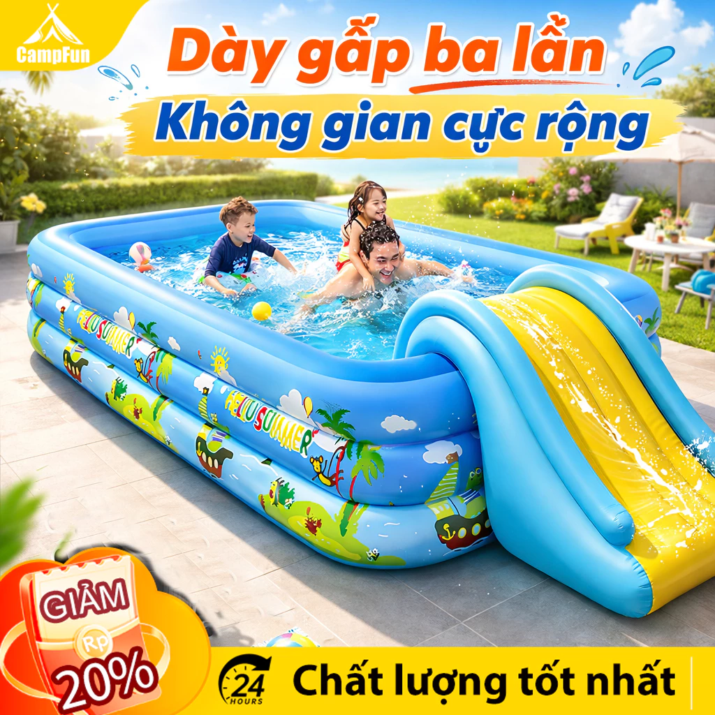 Bể Bơi Phao 3 Tầng Dày Dặn Chất Liệu PVC Bền Đẹp Đáy 2 Lớp Chống Trượt Nhiều Kích Thước lựa chọn