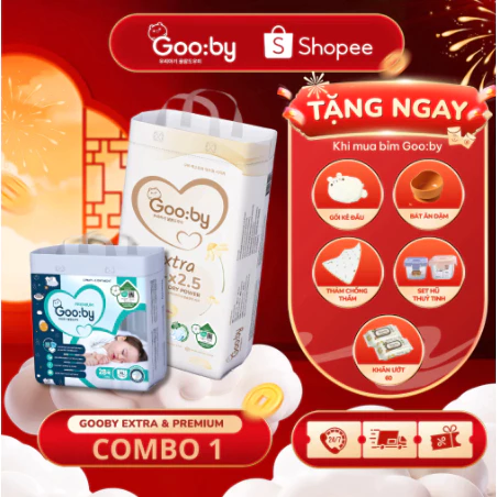 [Tặng xe, quà 2 bịch khi thêm giỏ] Combo 2 bịch Bỉm quần Gooby chính hãng ban ngày, siêu mỏng mềm, thấm hút tốt