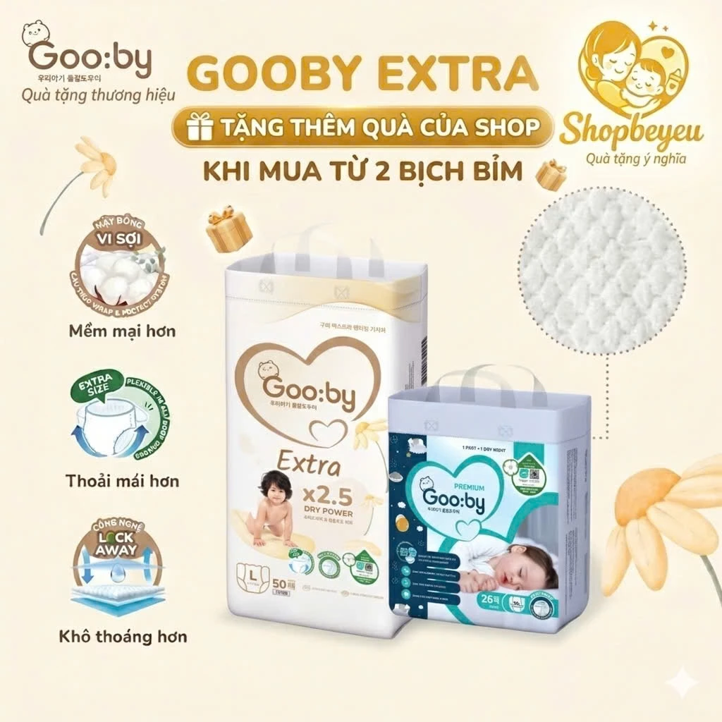 Tã Dán/Quần Gooby Extra/Premium – Chống Trào 12h đủ size NB/S/M/L/XL/XXL/XXXL