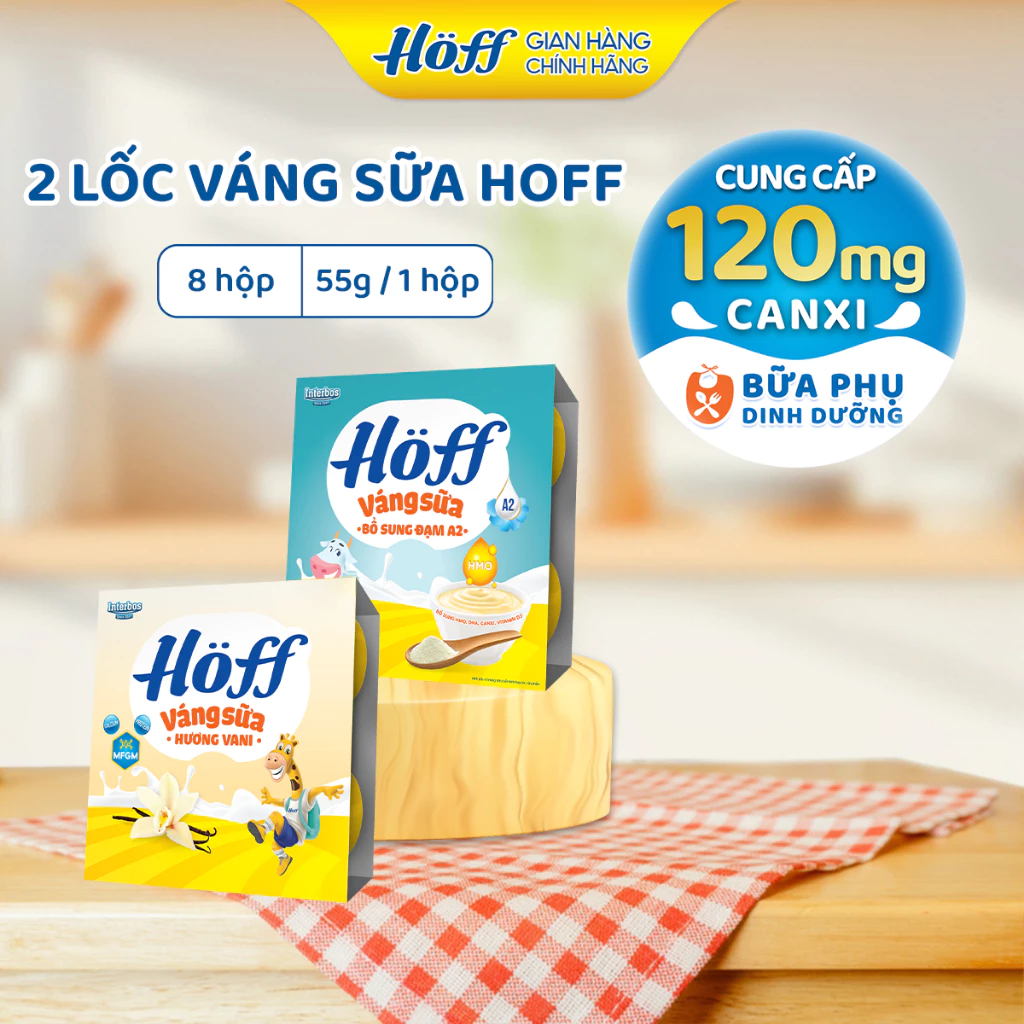Combo 2 Lốc Váng sữa HOFF trẻ em bổ sung Canxi, MFGM, HMO cho bé ăn dặm (8 hộp x 55gr)