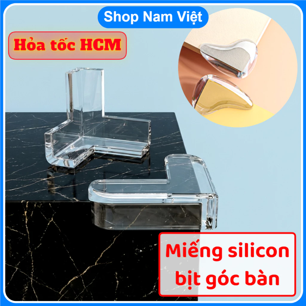 Bịt Góc Bàn Ghế Silicon Trong Suốt (Kèm Keo 2 Mặt) - Bo Góc Chống Va Chạm An Toàn Cho Trẻ Em