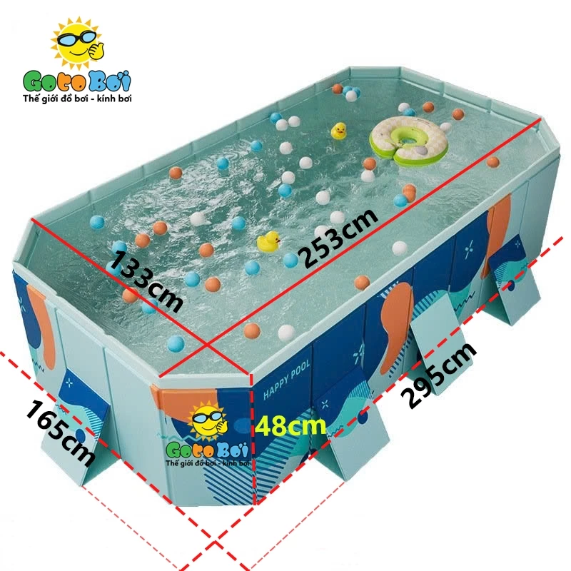 Bể bơi gấp gọn, không cần bơm hơi kích thước lớn 1.6m/ 1.8m/ 2.1m/ 2.6m/ 3m - hàng nhập khẩu