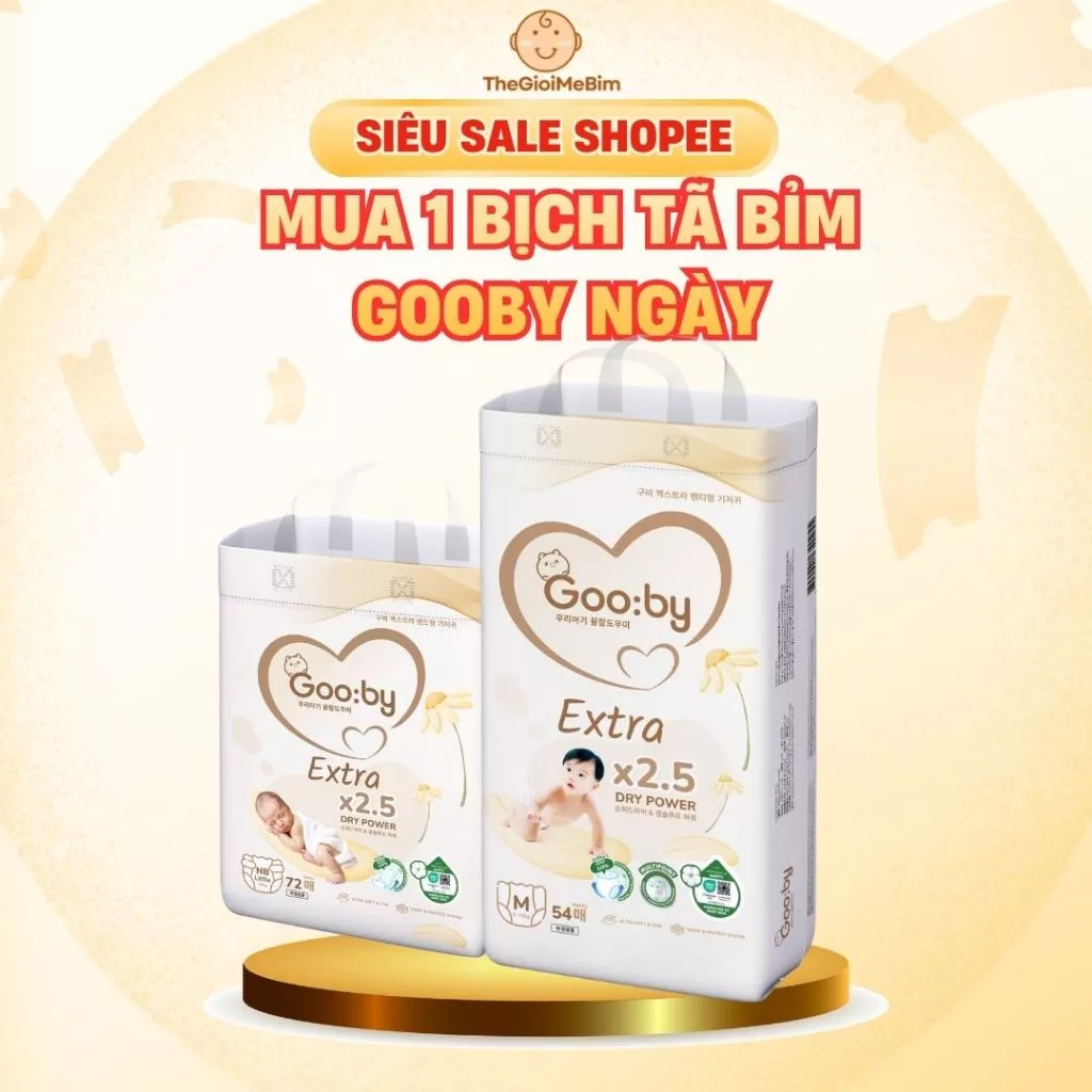 [ Không Quà ] 1 Bịch Tã/Bỉm Dán và Quần Gooby Ngày Siêu Mỏng Nhẹ, Đủ Size Cho Bé Từ NB-3XL