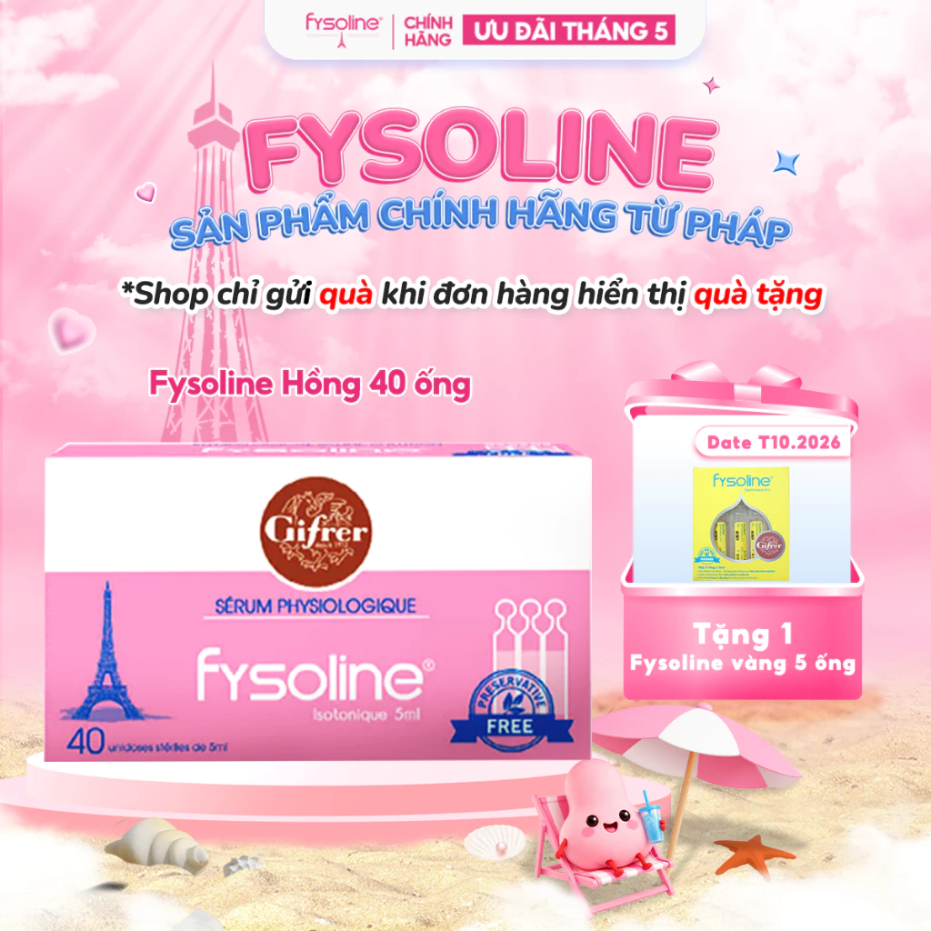 Fysoline - Nước muối sinh lý Pháp - Vệ sinh mắt, mũi, miệng cho bé - Hộp 40 ống x 5ml