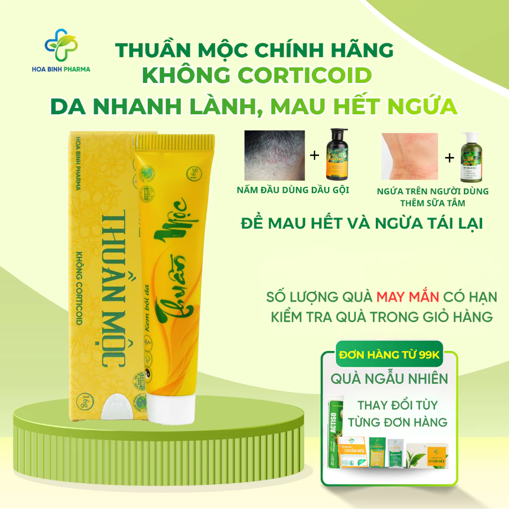 Kem Bôi Da Thuần Mộc Vàng Hòa Bình Pharma Bôi Mụn, Giảm Mẩn Ngứa, Rôm Sảy Tuýp 16g