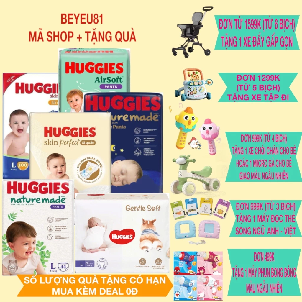 [CHÍNH HÃNG/TẶNG QUÀ] BỈM HUGGIES NATURE MADE/SKIN PERFECT CÁC SIZE NB60/S82/M64/L54/XL44/XXL26