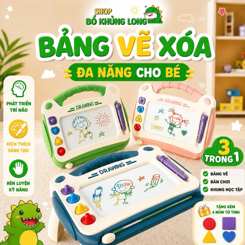 Bảng Vẽ Tự Xóa Cho Bé Thông Minh Có Chân Bàn Bảng Từ Tính Tập Viết Tập Vẽ Cho Bé Đồ Chơi Bé Trai - BỐ KHỦNG LONG