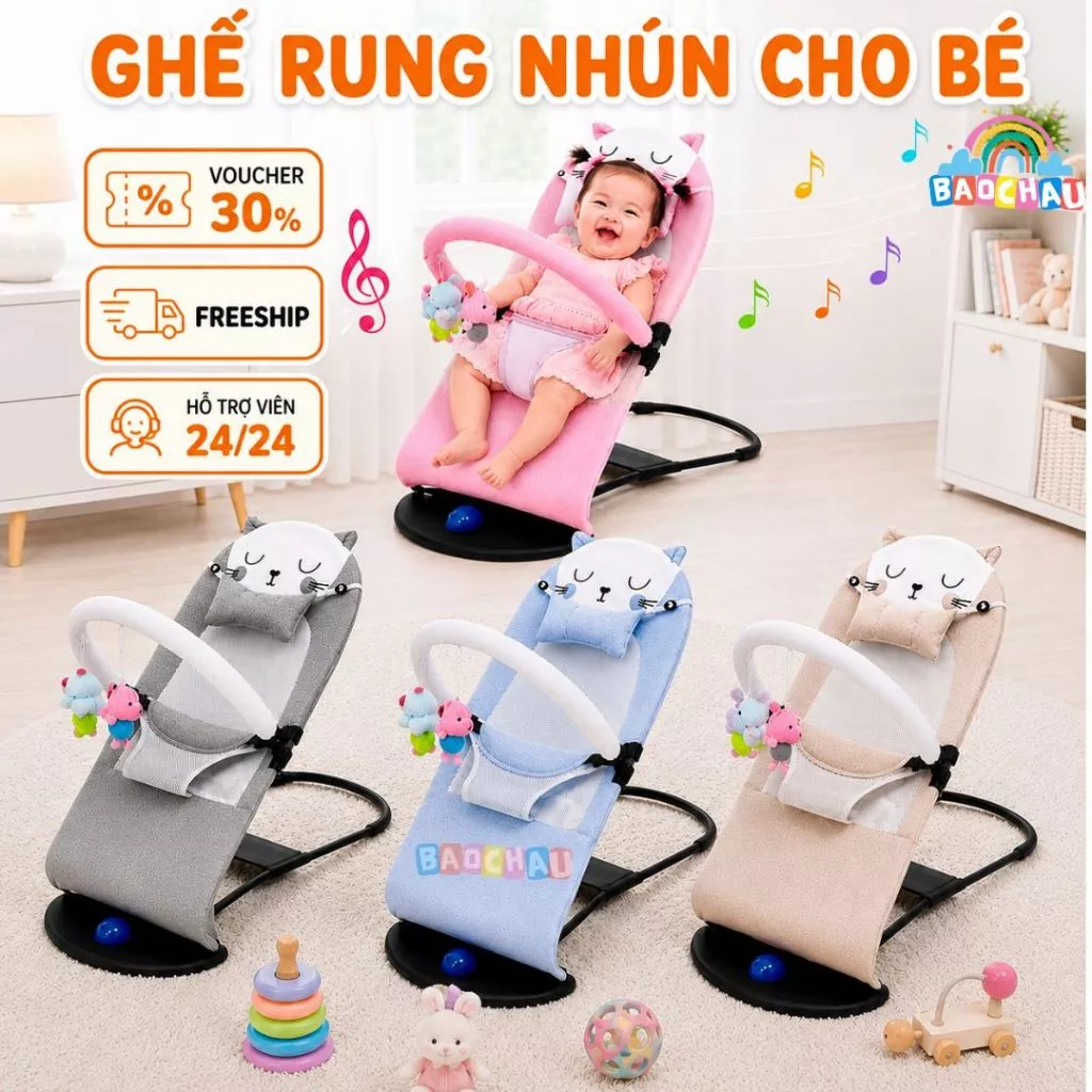 🎉𝑴𝒊𝒆̂̃𝒏 𝑺𝒊́𝒑🎉Ghế nhún⚡tặng treo đồ chơi⚡có rung cho bé-hàng cao cấp