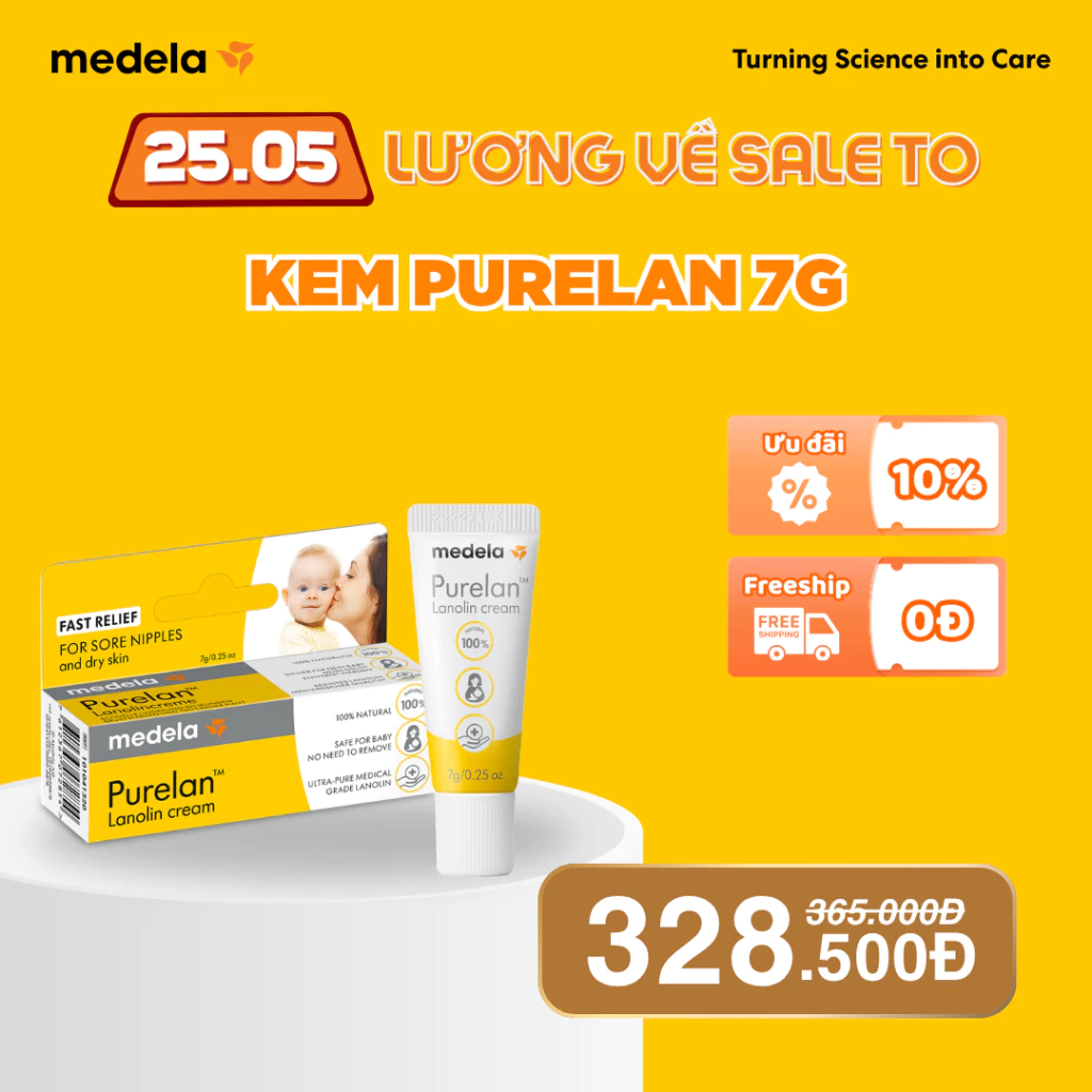 Kem Purelan™ Medela 7g - Kem bôi nứt cổ gà, khô da..