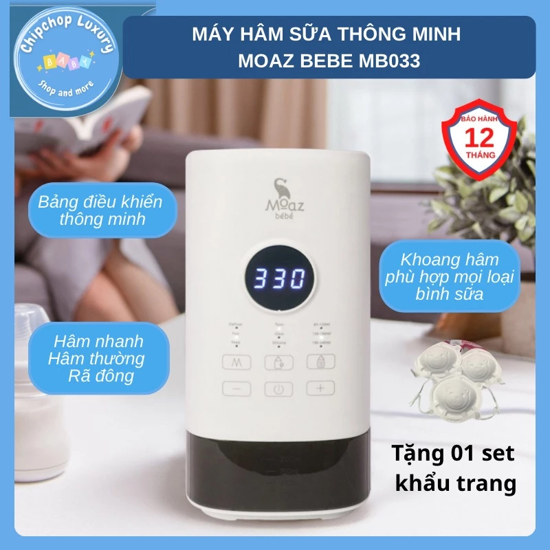 Máy hâm sữa thông minh siêu tốc moaz bebe moaz bébé mb033 bảo hành chính hãng 12 tháng chipchop baby