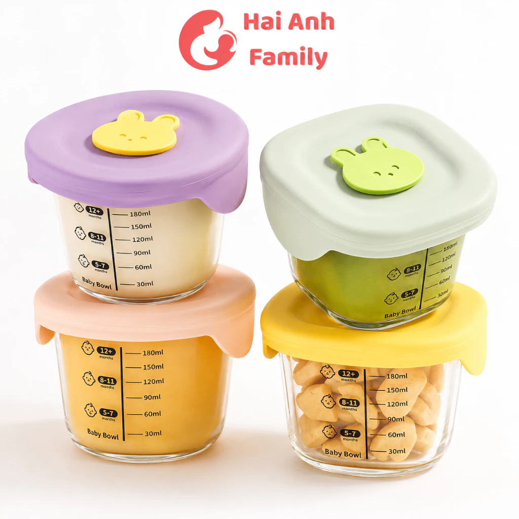 Hộp thủy tinh trữ đồ ăn dặm cho bé, hộp trữ đông thực phẩm nắp silicon