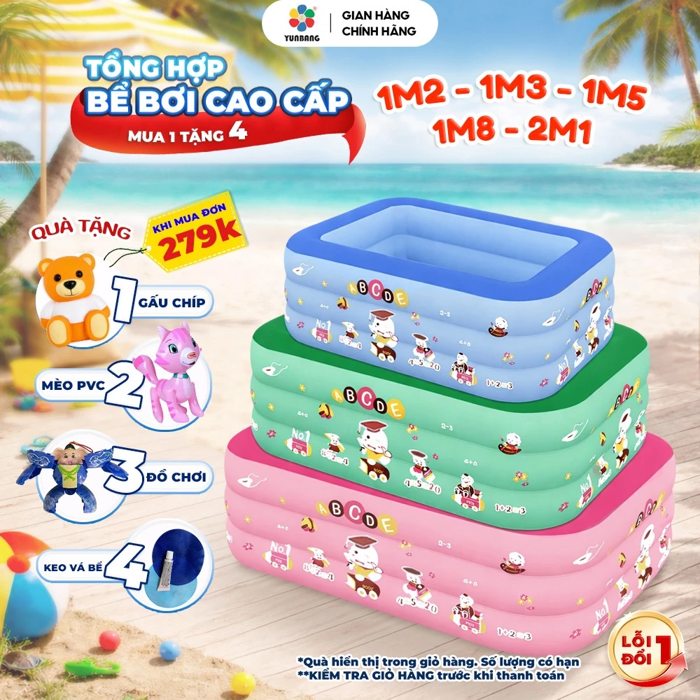 Bể bơi cho trẻ em hồ bơi cho bé phao bơi cho bé bể bơi gấp gọn cho bé 2-3 tầng chất liệu PVC cao cấp