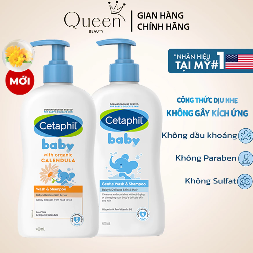 Sữa tắm gội cho bé Cetaphil Baby Gentle Wash & Shampoo 400ML & 230ML