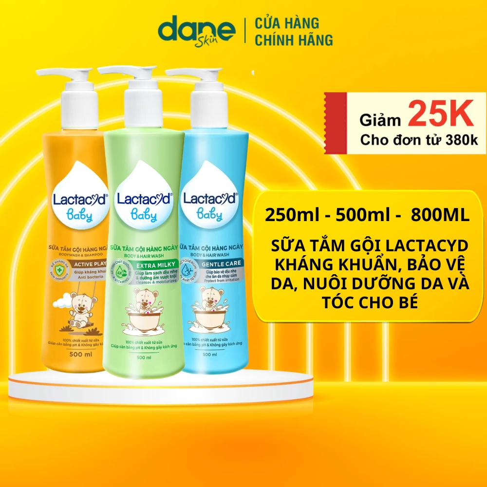 Sữa Tắm Gội Trẻ Em Lactacyd Baby 500ml/250ml - Sữa tắm gội dịu nhẹ cho bé giúp nuôi dưỡng da, tăng sức đề kháng cho da